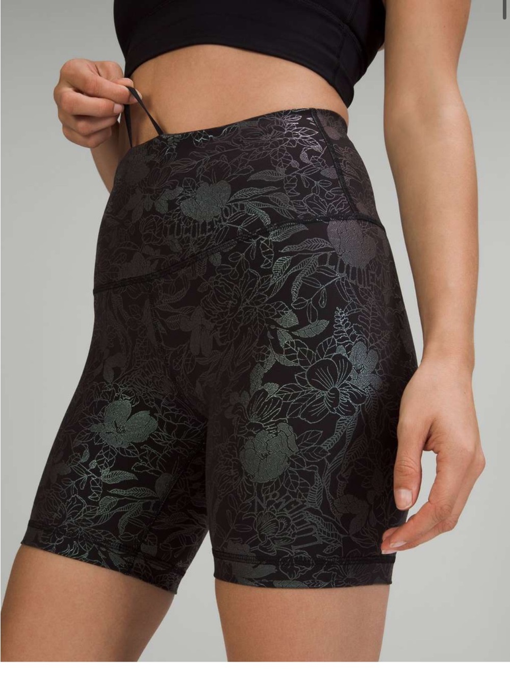 lululemon athletica Black Floral Bike Shorts